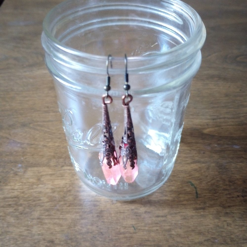 Rose quartz dangle earrings